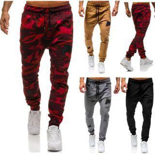 Elastic-waist Striped Harem Pants