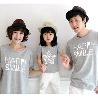 Family Matching Star Print Lettering Short Sleeve T-shirt