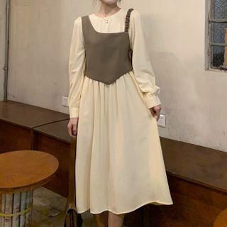 Sleeveless Asymmetrical Top / Long-sleeve Dress