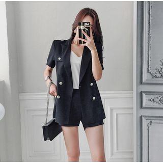Peaked-lapel Short-sleeve Blazer