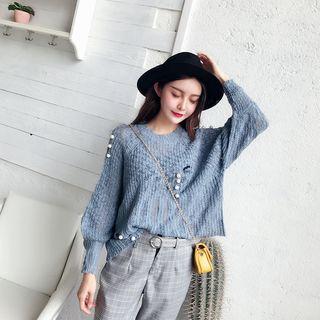 Embellished Distressed Sweater