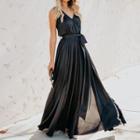 Sleeveless Tie-waist Maxi A-line Dress