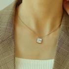 Square Shell Pendant Stainless Steel Necklace