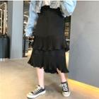 Irregular Ruffle Midi Skirt