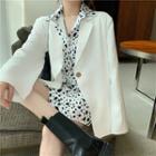 Plain Loose-fit Blazer / Print Long-sleeve Shirt