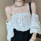 Short-sleeve Lettering Strapless Crop Top