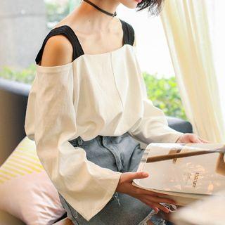 Open Shoulder Long-sleeve T-shirt