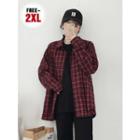 Drop-shoulder Plaid Boxy-fit Shirt