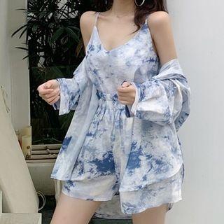 Spaghetti Strap Tie Dye Top / Wide-leg Shorts / Shirt / Set