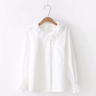 Ruffle-collar Long-sleeve Blouse