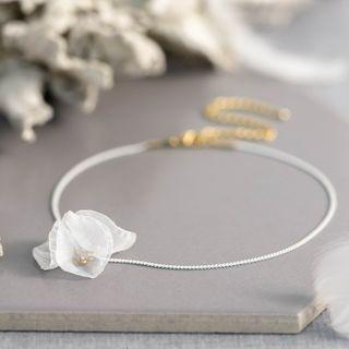 Flower Beaded Choker Flower - White - One Size