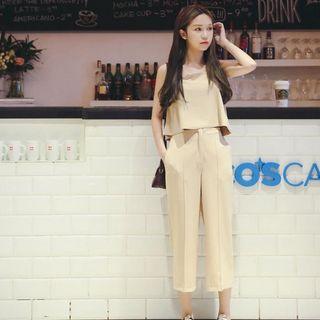 Set: Sleeveless Top + Capri Wide Leg Pants