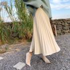 Accordion-pleat Woolen Long Skirt