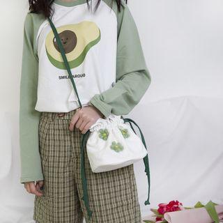 Drawstring Embellished Crossbody Canvas Bag
