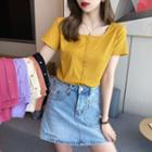 Square-neck Crop T-shirt In 10 Colors