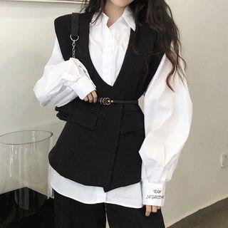 V-neck Vest / Belt / Shirt / Set