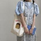 Bread Embroidered Tote Bag Shoulder Bag - Bread - Coffee & White - One Size