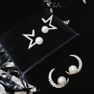 Faux-pearl Rhinestone Stud Earring
