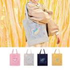 Heart Embroidered Tote Bag