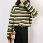 Striped Knit Sweater As Shown As Figure - One Size
