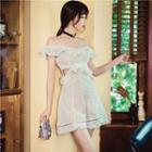 Eyelet Lace Cold Shoulder Cut Out Playsuit