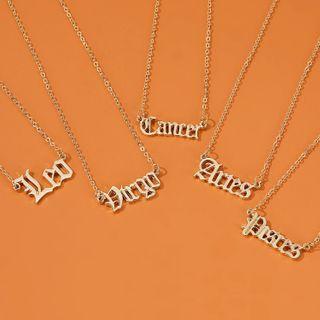 Alloy Zodiac Lettering Pendant Necklace