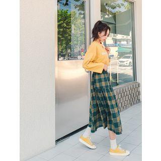 Plus Size Plaid Ruffled Long Skirt