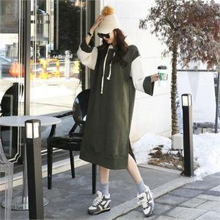Hooded Color-block Pullover Dress