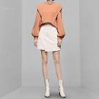 Set: Lantern-sleeve Sweater + Mini A-line Skirt