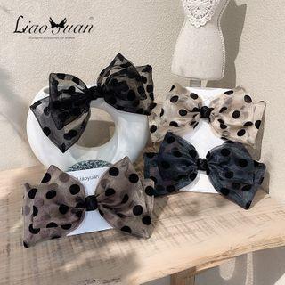 Polka Dot Mesh Bow Hair Clip