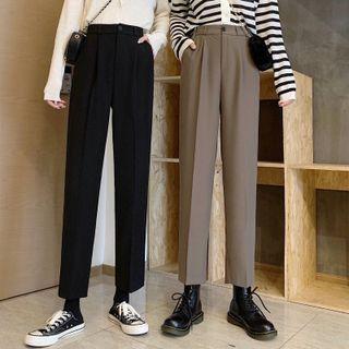 Plain Shift Loose-fit Cropped Blazer Pants