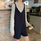 Crewneck Long-sleeve T-shirt / Plain Playsuit