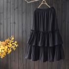 Tiered Midi Skirt Black - One Size