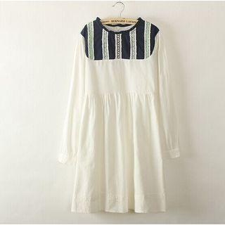 Lace Trim Long-sleeve Dress