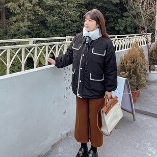 Fluffy Tie-neck Padded Jacket