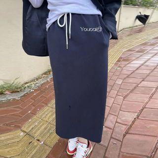Drawstring Lettering Skirt