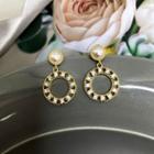 Rhinestone Hoop Earring 1 Pair - White & Gold - One Size