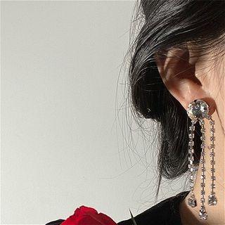 Rhinestone Fringed Earring 1 Pair - Tassel - One Size