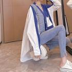 Contrast Panel V-neck Blouse