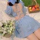 Puff-sleeve Open-back Dress