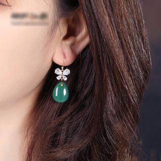 Rhinestone Bow Gemstone Drop Earring