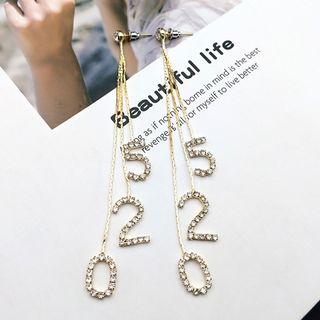 Rhinestone Numbering Fringed Earring