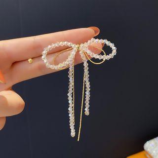 Asymmetrical Beaded Bow Drop Earring