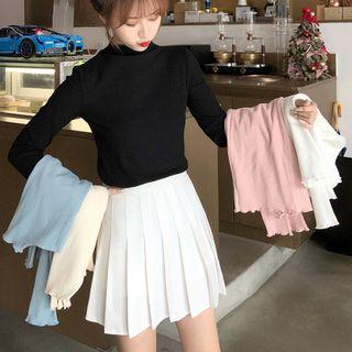 Long-sleeve Lettuce Edge Ribbed T-shirt