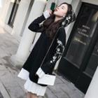 Mock Two-piece Embroidered Hoodie Dress