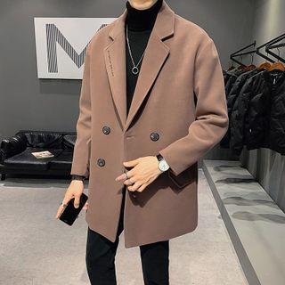 Letter Embroidered Double-breasted Coat