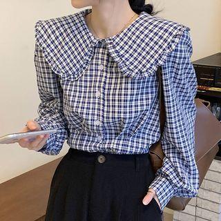 Ruffle Trim Collar Cropped Blouse