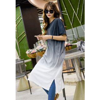 Slit-side Gradient T-shirt Dress