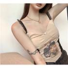 Cat Print Slim-fit Camisole Top As Figure - One Size