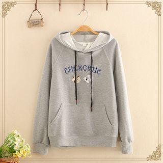 Pocket-detail Dog Embroidered Oversize Hoodie
